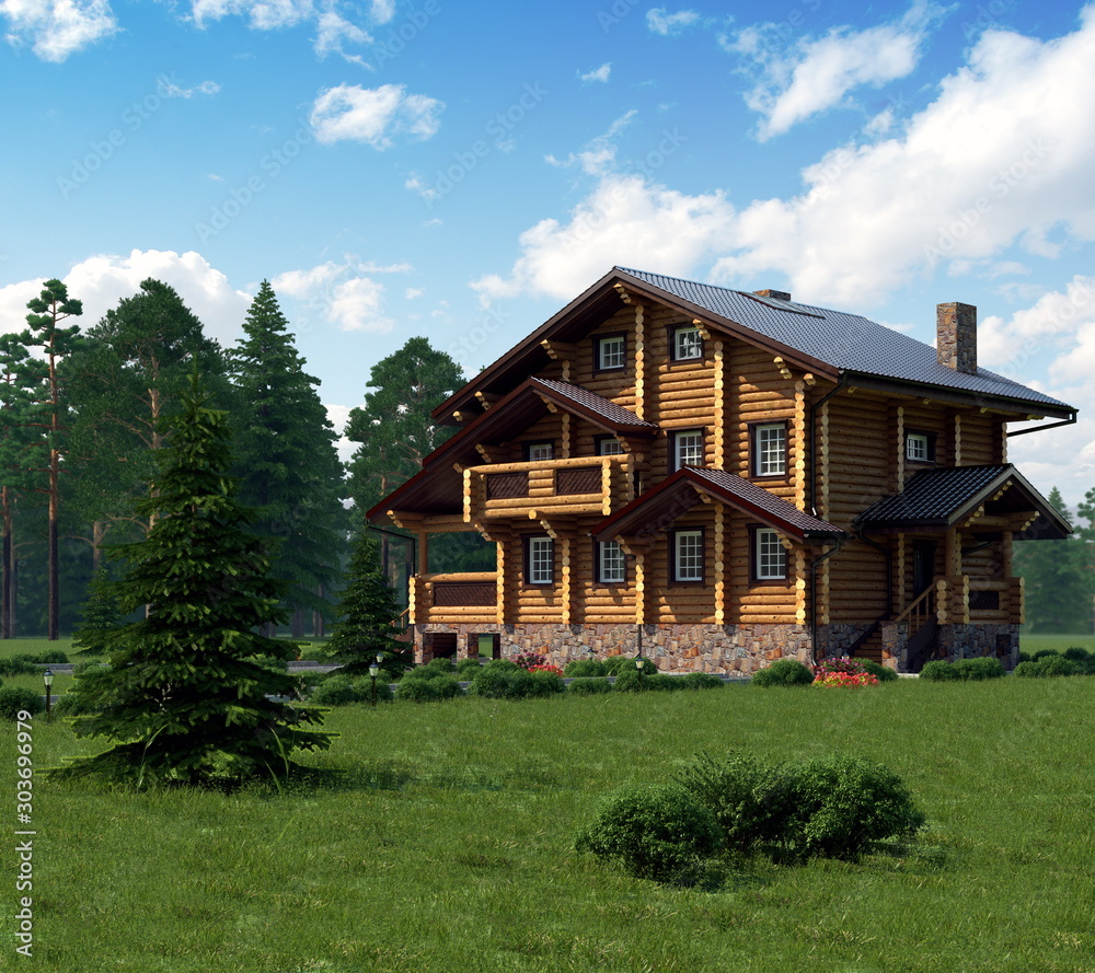 3D visualization of log house 3D visualization of log house