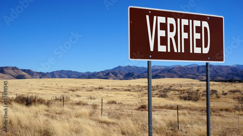 Verified word on road sign