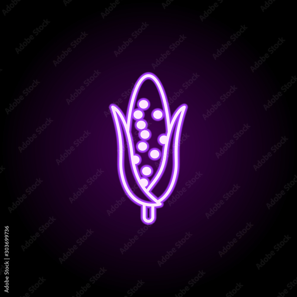 Corn, harvesting neon icon. Simple thin line, outline vector of thanksgiving day icons for ui and ux, website or mobile application Corn, harvesting neon icon. Simple thin line, outline vector of thanksgiving day icons for ui and ux, website or mobile application