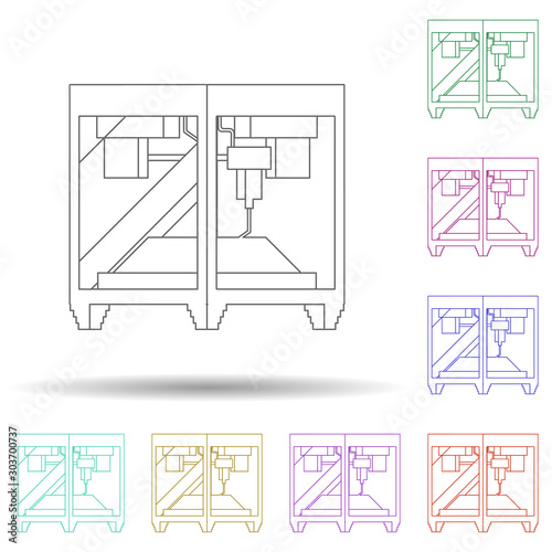 Colored 3d printer multi color icon. Simple thin line, outline vector of production icons for ui and ux, website or mobile application