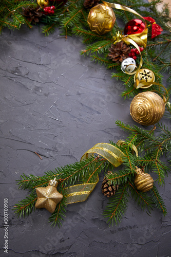 Christmas decoration with golden balls