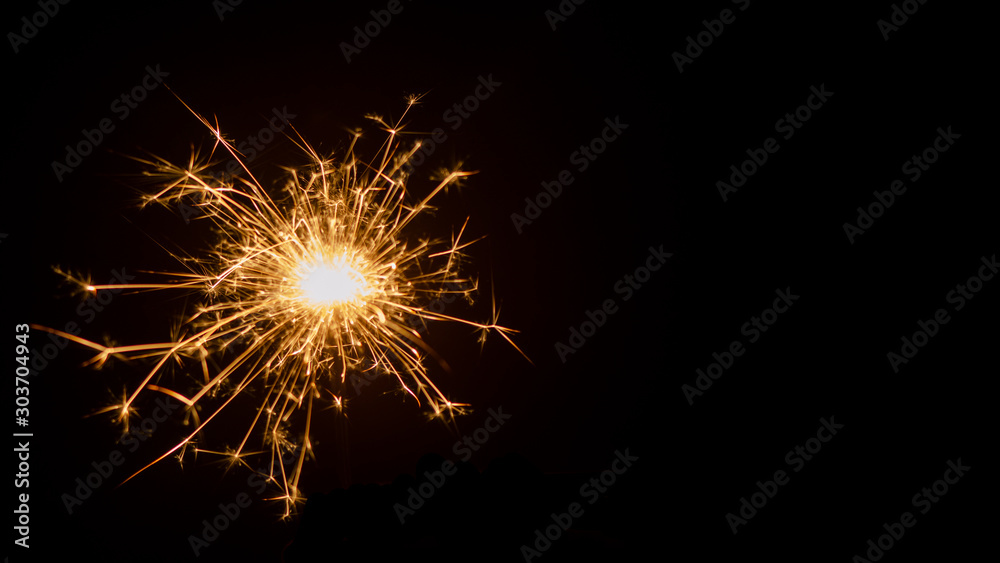 Fire sparklers isolated on black background