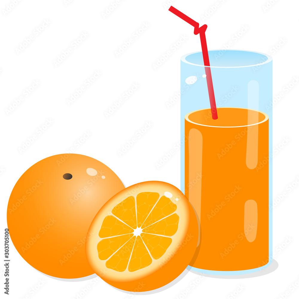Beverage Clipart-glass of orange juice with a straw