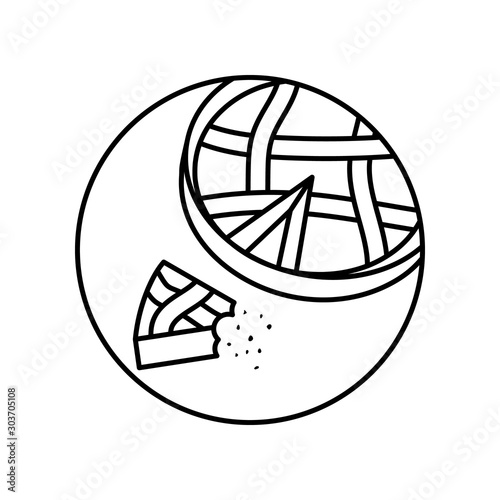 Pie piece crumbs food bakery in circle icon. Simple line, outline vector of bakery icons for ui and ux, website or mobile application
