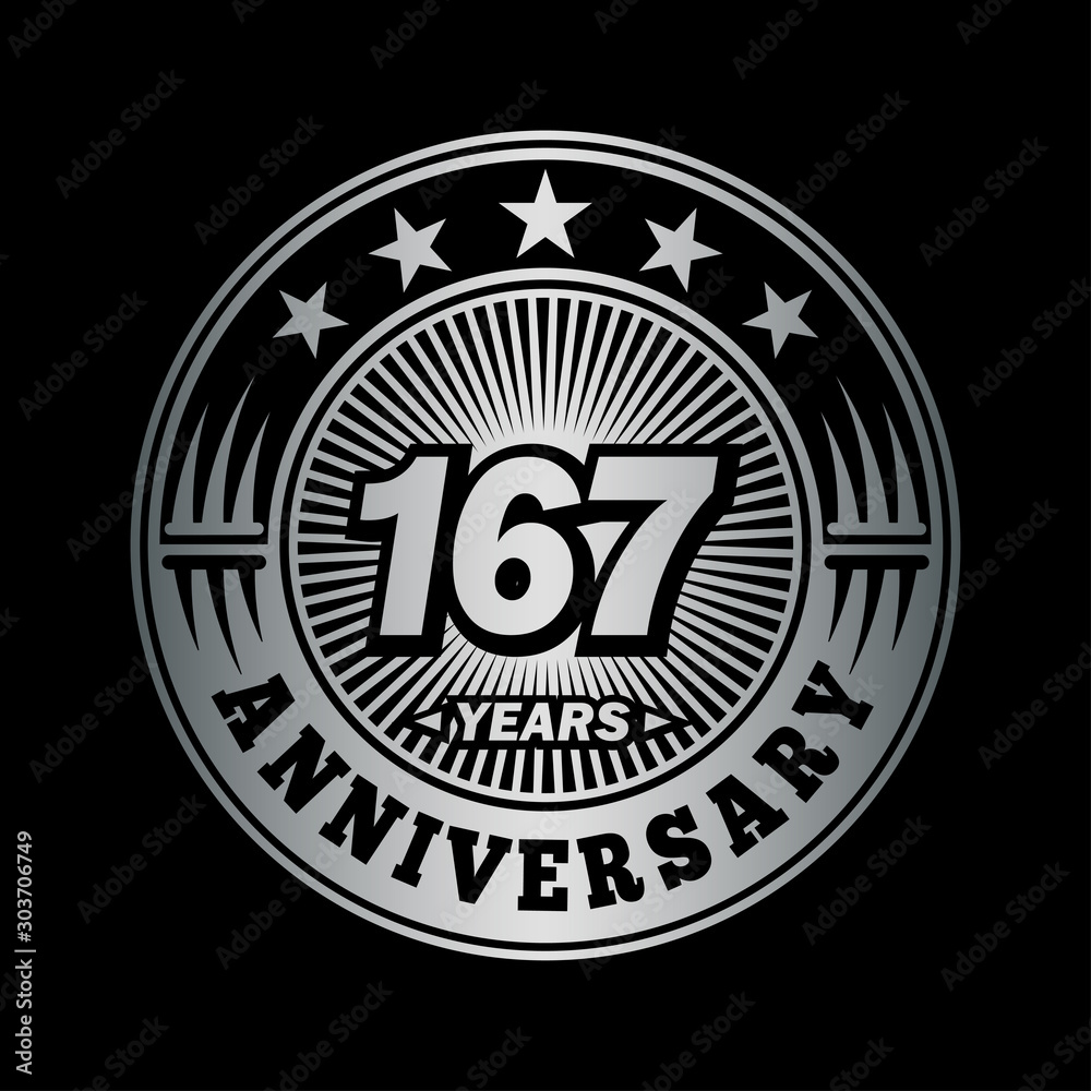 167 years anniversary celebration logo design. Vector and illustration.