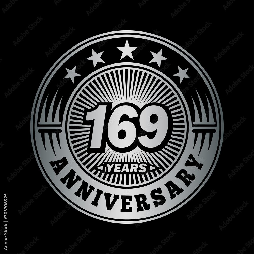 169 years anniversary celebration logo design. Vector and illustration.