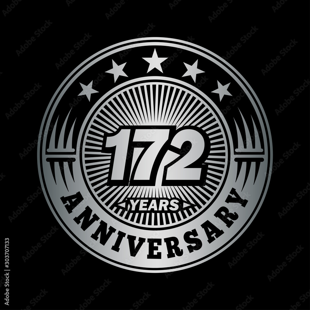 172 years anniversary celebration logo design. Vector and illustration.