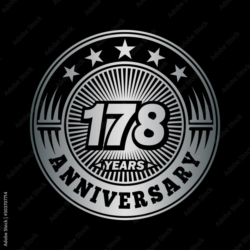 178 years anniversary celebration logo design. Vector and illustration.