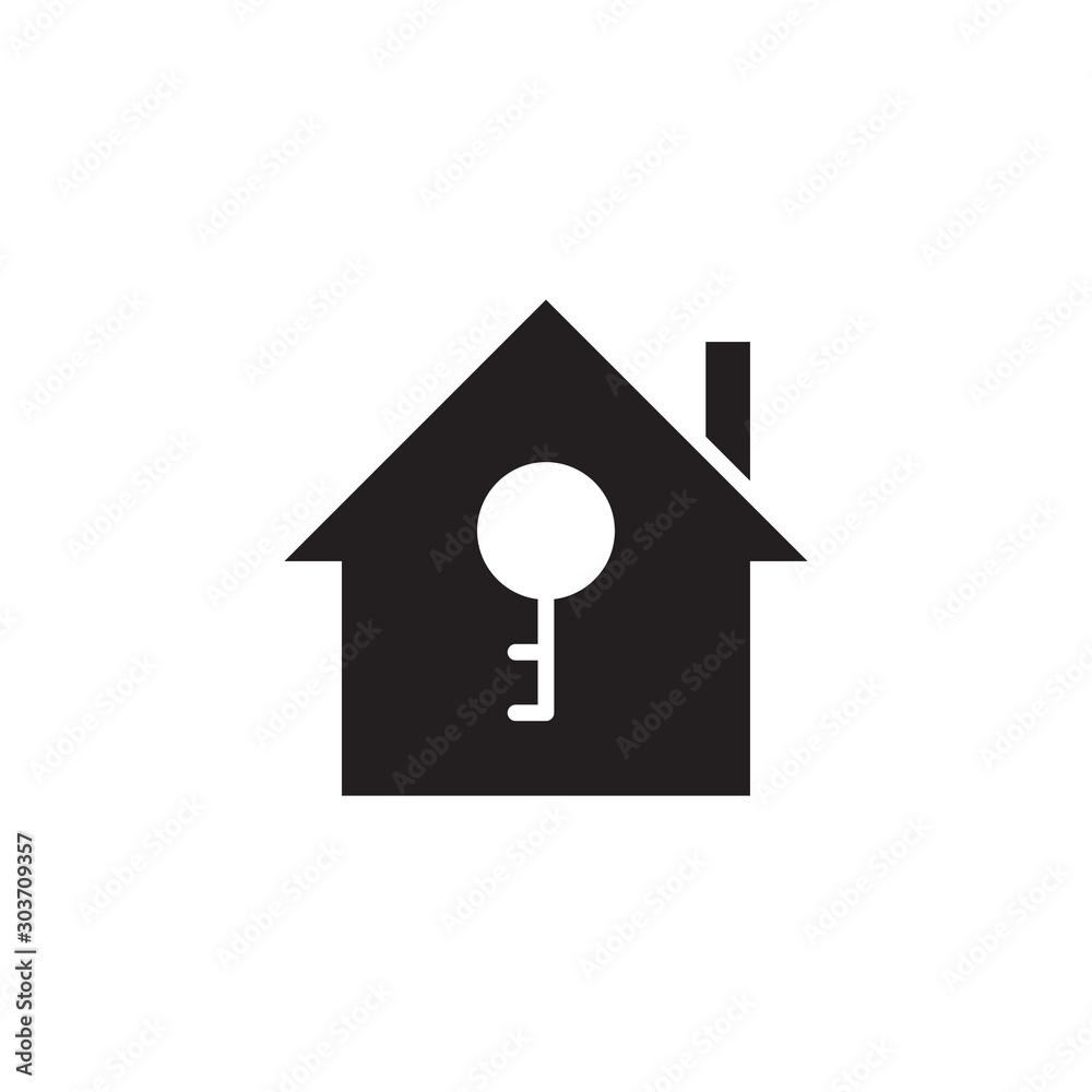 flat glyph black house key icon. Logo element illustration. house key design. vector eps 10 . house key concept. Can be used in web and mobile .