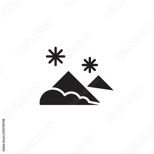flat glyph black mountain ice flake icon. Logo element illustration. mountain ice flake design. vector eps 10 . mountain ice flake concept. Can be used in web and mobile .