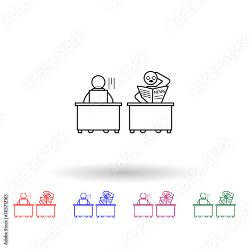 Do not help a colleague multi color icon. Simple thin line, outline vector of colleague and business partners icons for ui and ux, website or mobile application