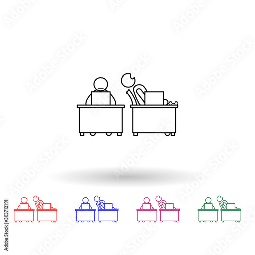 Do not help a colleague multi color icon. Simple thin line, outline vector of colleague and business partners icons for ui and ux, website or mobile application