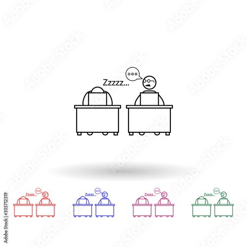 Sleeping colleague multi color icon. Simple thin line, outline vector of colleague and business partners icons for ui and ux, website or mobile application