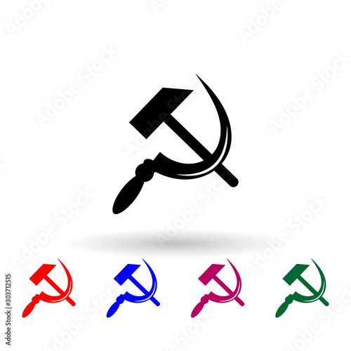 Hammer and sickle multi color icon. Simple glyph, flat vector of communism capitalism icons for ui and ux, website or mobile application