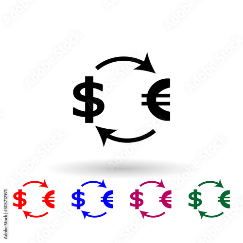 Exchange dollar euro multi color icon. Simple glyph, flat vector of communism capitalism icons for ui and ux, website or mobile application