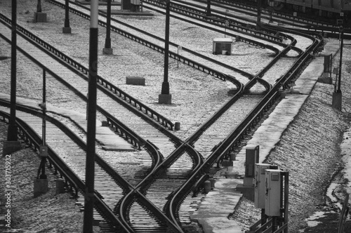 view of train track rail yard