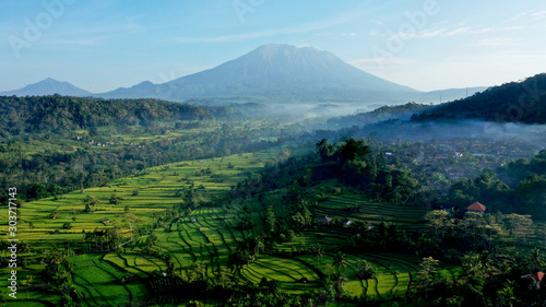 Landscape with mountains and trees, East Bali.
