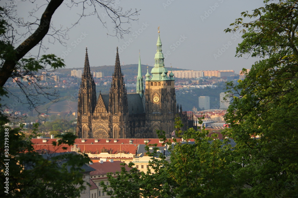チェコ　プラハ歴史地区市街の景色　プラハ城