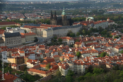チェコプラハ旧市街 プラハ城のある風景