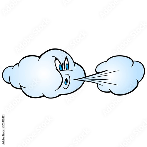 Canvas-taulu Wind Blowing - A cartoon illustration of a Cloud blowing some cold Air