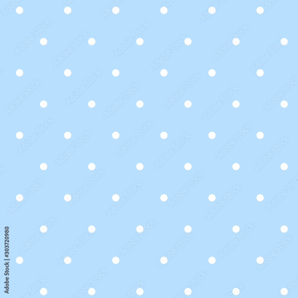 Pattern with white dots on a blue background. Vector idle ornament in shabby chic style