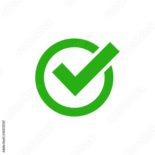 check mark icon with circle, vector illustration, eps 10 design symbol