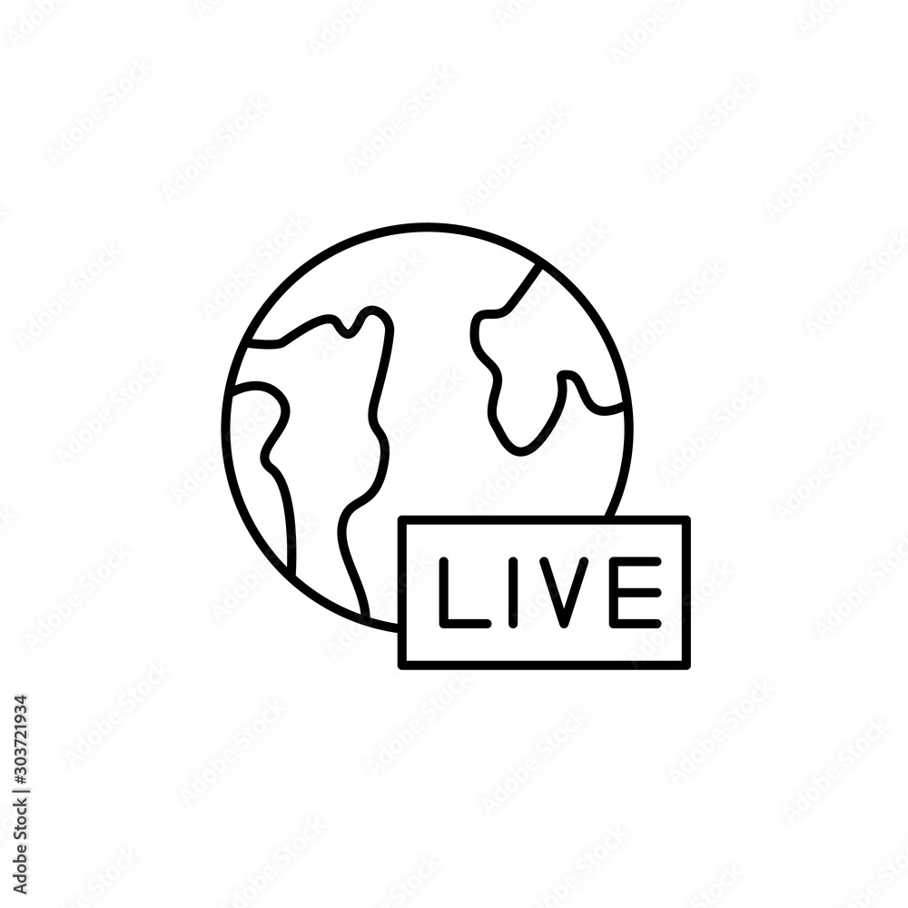 News, live icon. Simple line, outline vector of globe icons for ui and ux, website or mobile application News, live icon. Simple line, outline vector of globe icons for ui and ux, website or mobile application
