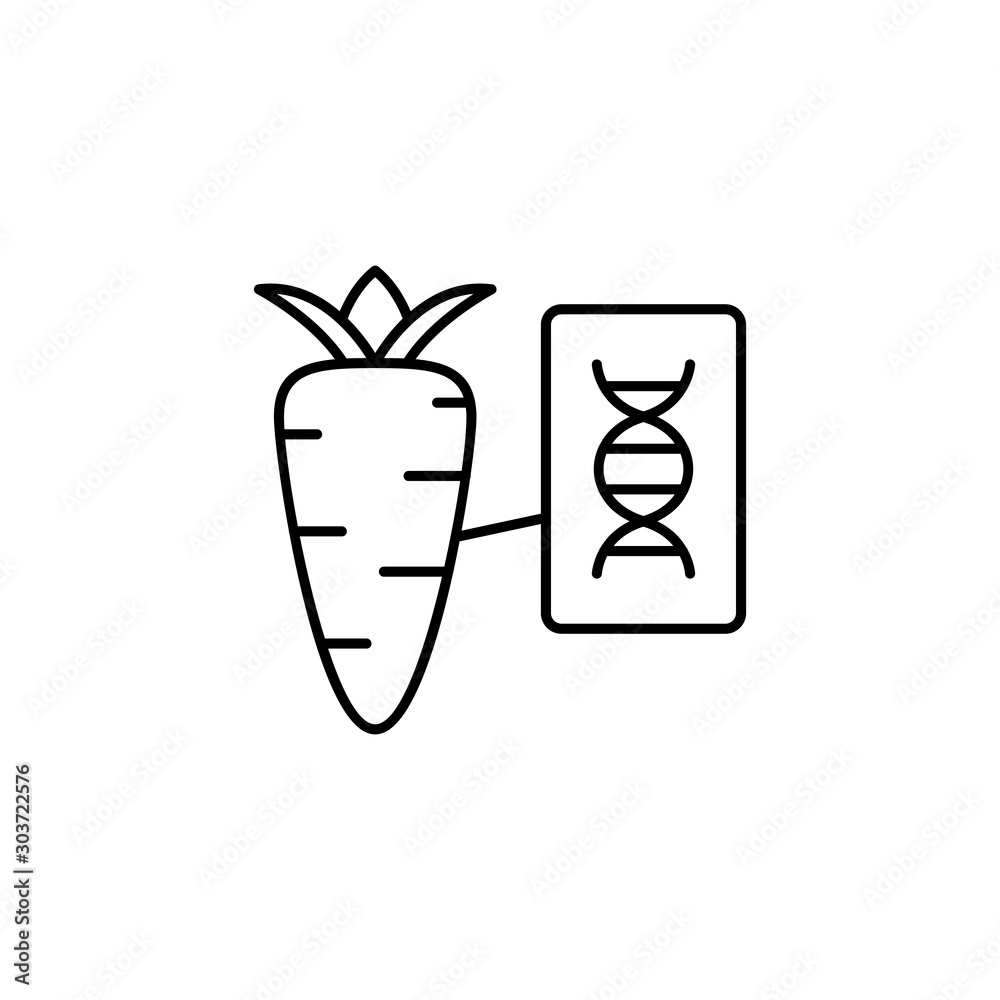 DNA, carrot icon. Simple line, outline vector of gene modification icons for ui and ux, website or mobile application DNA, carrot icon. Simple line, outline vector of gene modification icons for ui and ux, website or mobile application