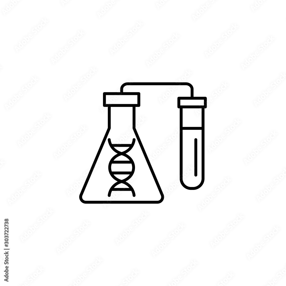 DNA, flask icon. Simple line, outline vector of gene modification icons for ui and ux, website or mobile application DNA, flask icon. Simple line, outline vector of gene modification icons for ui and ux, website or mobile application