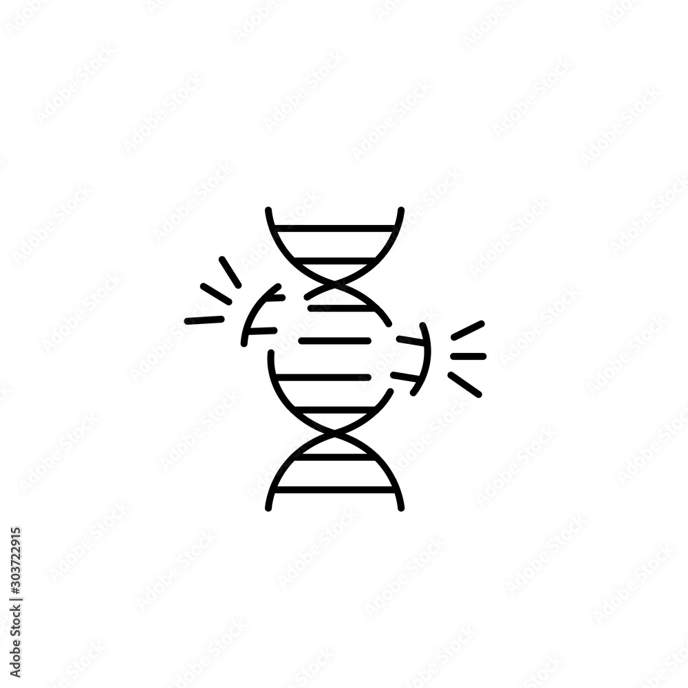 DNA, damage icon. Simple line, outline vector of gene modification icons for ui and ux, website or mobile application DNA, damage icon. Simple line, outline vector of gene modification icons for ui and ux, website or mobile application