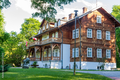 Zwierzyniec/Poland - May 24, 2018: Former Palace of Zamoyski family. Now belongs to authorities of Roztocchia National Park in Zwierzyniec, Roztocze National Park, Poland.