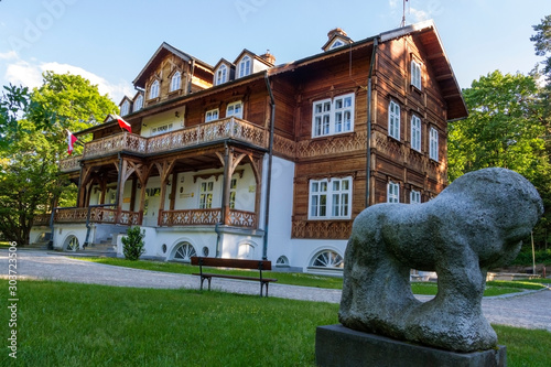 Zwierzyniec/Poland - May 24, 2018: Former Palace of Zamoyski family. Now belongs to authorities of Roztocchia National Park in Zwierzyniec, Roztocze National Park, Poland. photo