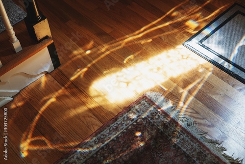 light shining on ground in home