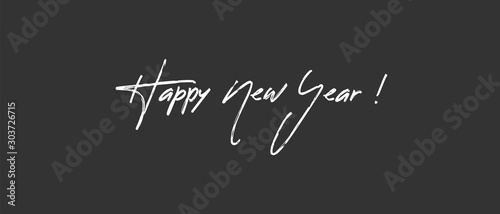 Happy new year calligraphic text for greeting card. Vector holiday design.