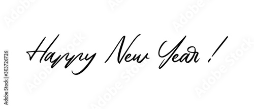 Happy new year calligraphic text for greeting card. Vector holiday design.