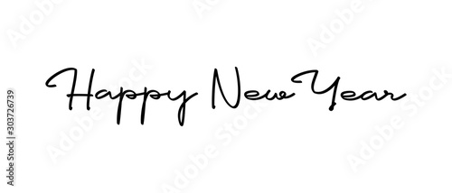 Happy new year calligraphic text for greeting card. Vector holiday design.