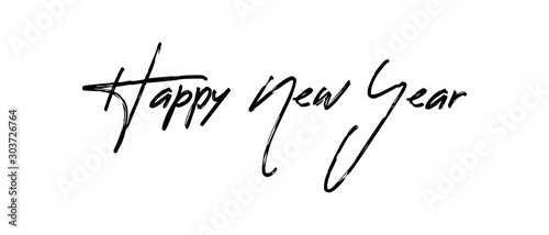 Plakat Szczęśliwego nowego roku tekst kaligrafii dla karty z pozdrowieniami. Projekt wakacje wektor