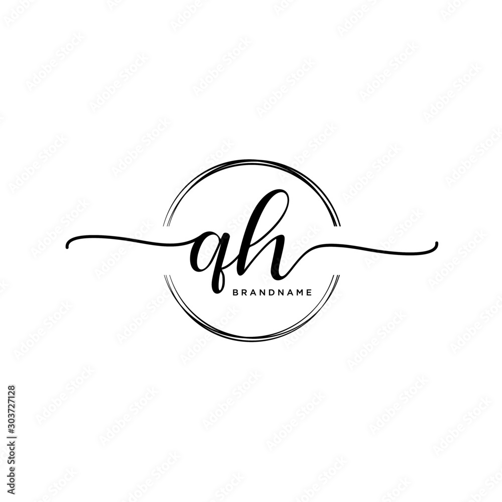 QH Initial handwriting logo with circle template vector. QH Initial handwriting logo with circle template vector.