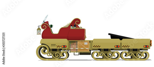 Isolate sleigh tractor on white background