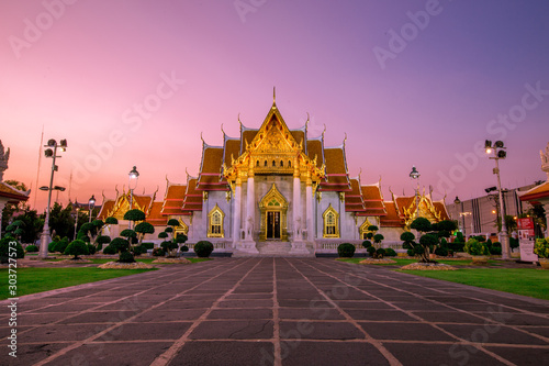 Background of an important tourist attraction in Thailand, Landmark in Bangkok (Wat Benchamabophit Dusitvanaram Rajawarawiharn - MarTemple), tourists all over the world always come to see the beauty. © bangprik