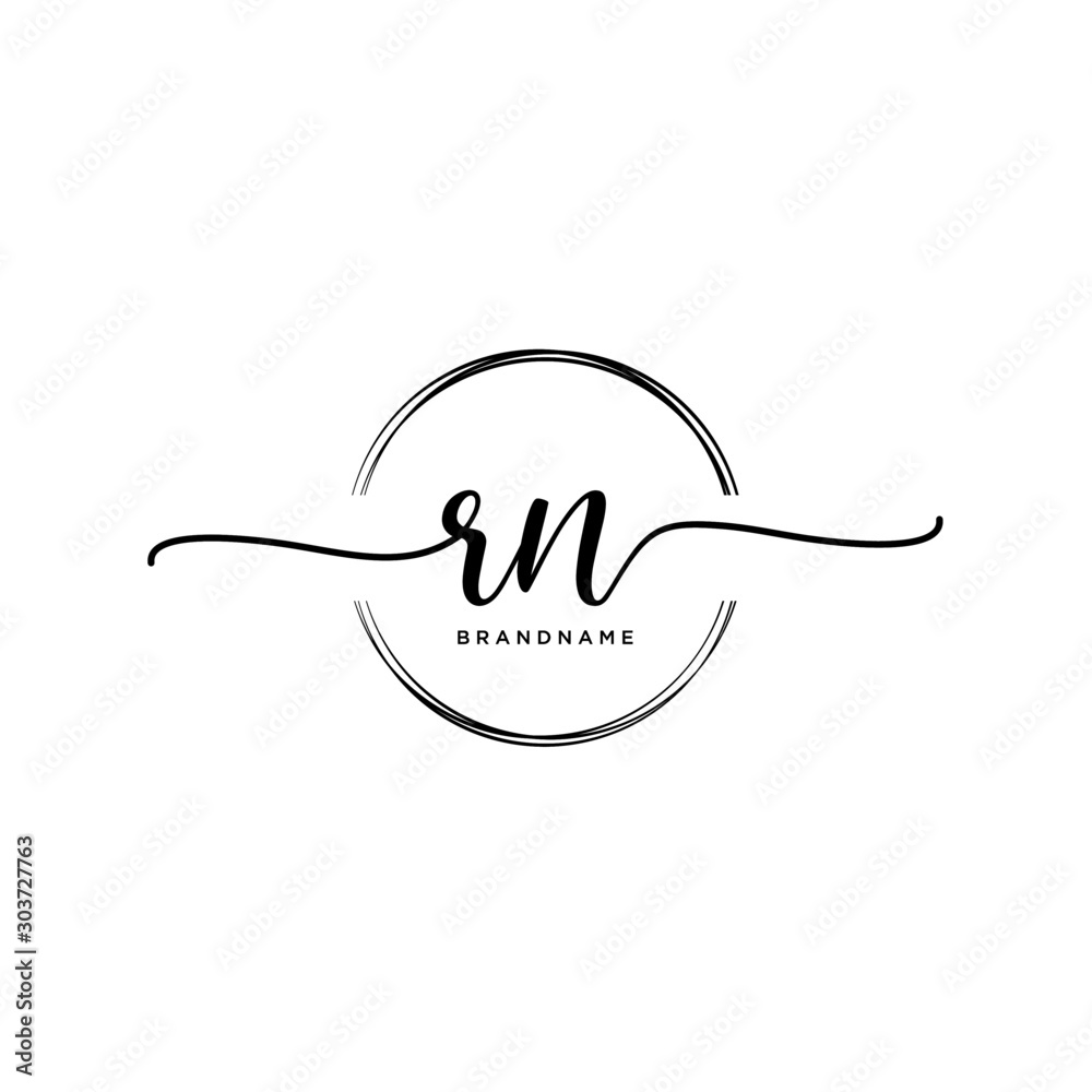 RN Initial handwriting logo with circle template vector. RN Initial handwriting logo with circle template vector.