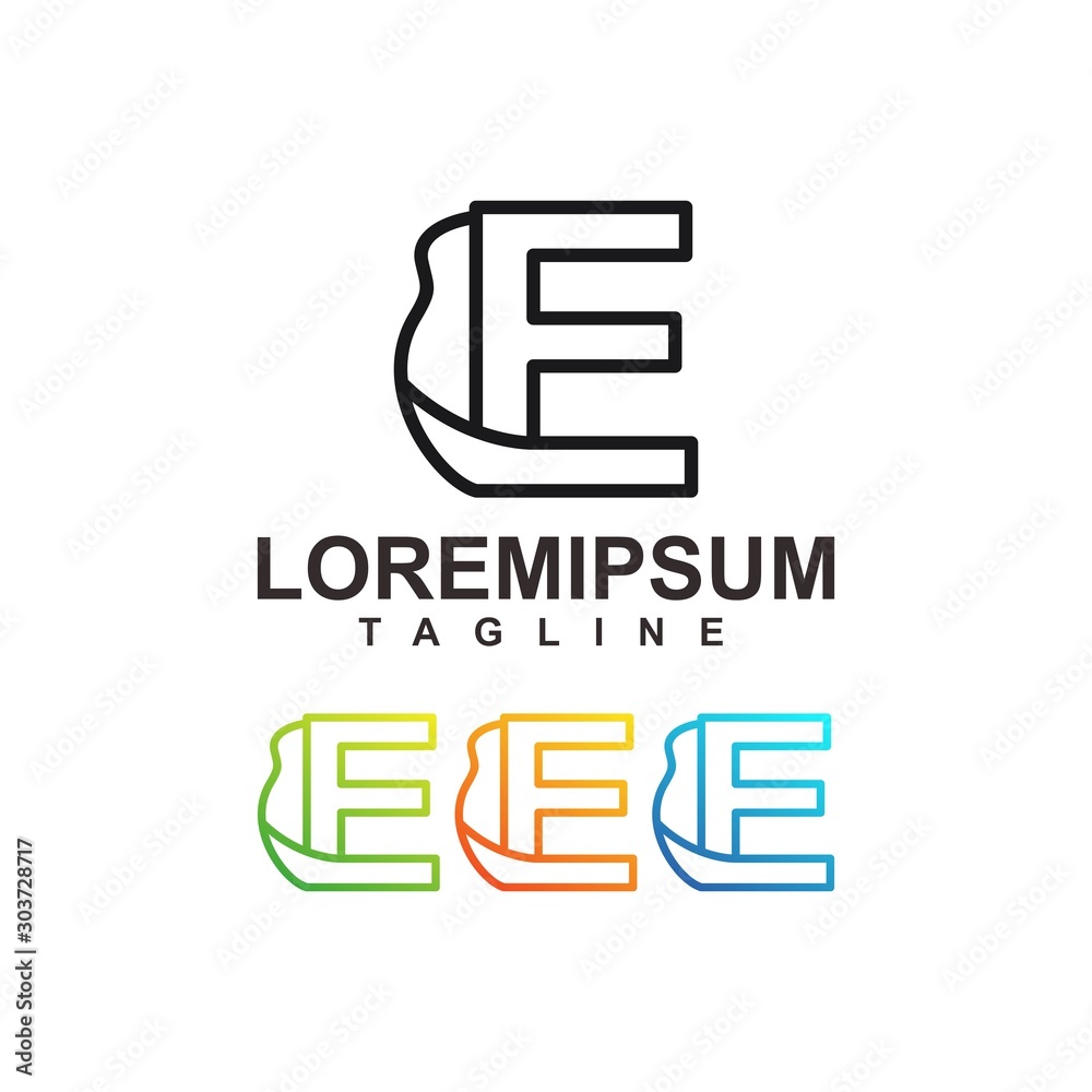 colorful letter e logo design with line colorful letter e logo design with line