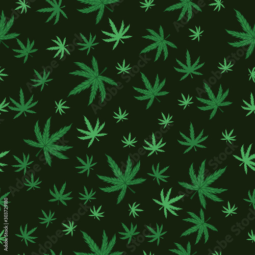 Marijuana seamless pattern. For fabrics, wrapping paper. Vector graphics.