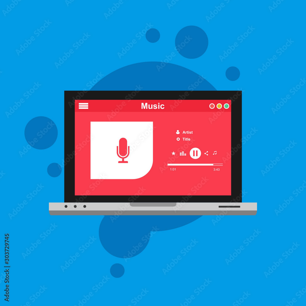modern minimalistic media player user interface, easy to use and highly customizable. Modern vector illustration concept, isolated on colored background modern minimalistic media player user interface, easy to use and highly customizable. Modern vector illustration concept, isolated on colored background