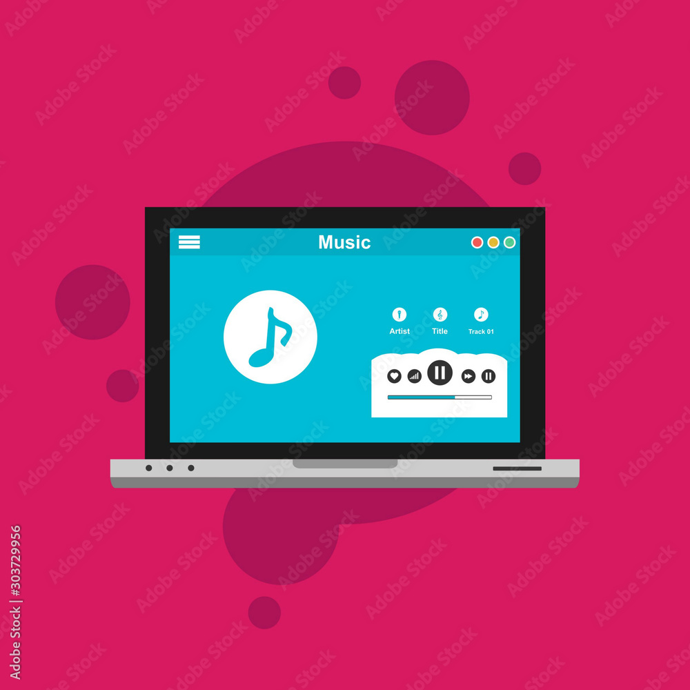 Online Music entertainment Vector Illustration Concept Showing a person accessing streaming website to enjoy their time, Suitable for landing page, ui, web, App