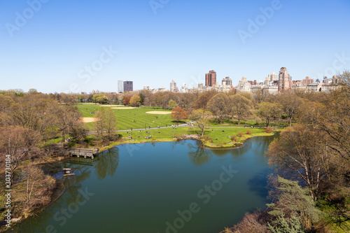 Partial view of one of the Central Park Lakes, Manhattan, New York