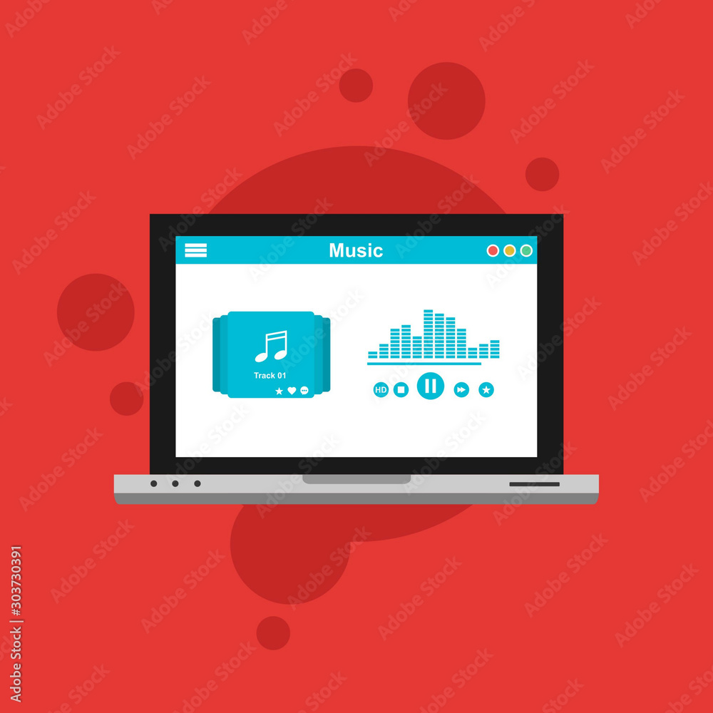 Mobile music application interface design concept isolated on colored background flat vector illustration. Easy to edit and customize. Mobile music application interface design concept isolated on colored background flat vector illustration. Easy to edit and customize.