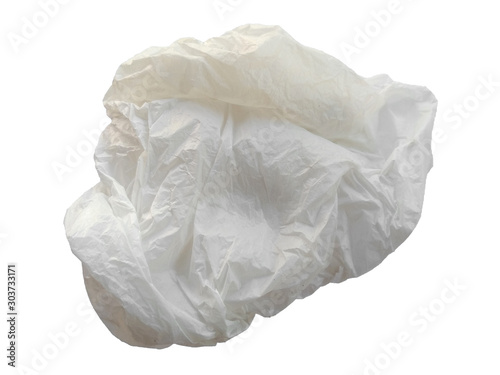 White plastic bag isolated on white background. White plastic for trash cans or shopping bag.