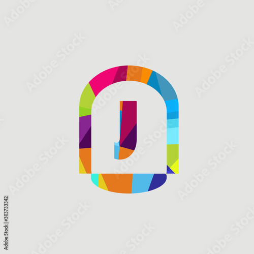 the colourful letter J font style logo design rainbow with white background