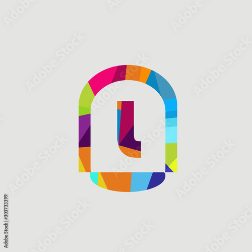 the colourful letter L font style logo design rainbow with white background